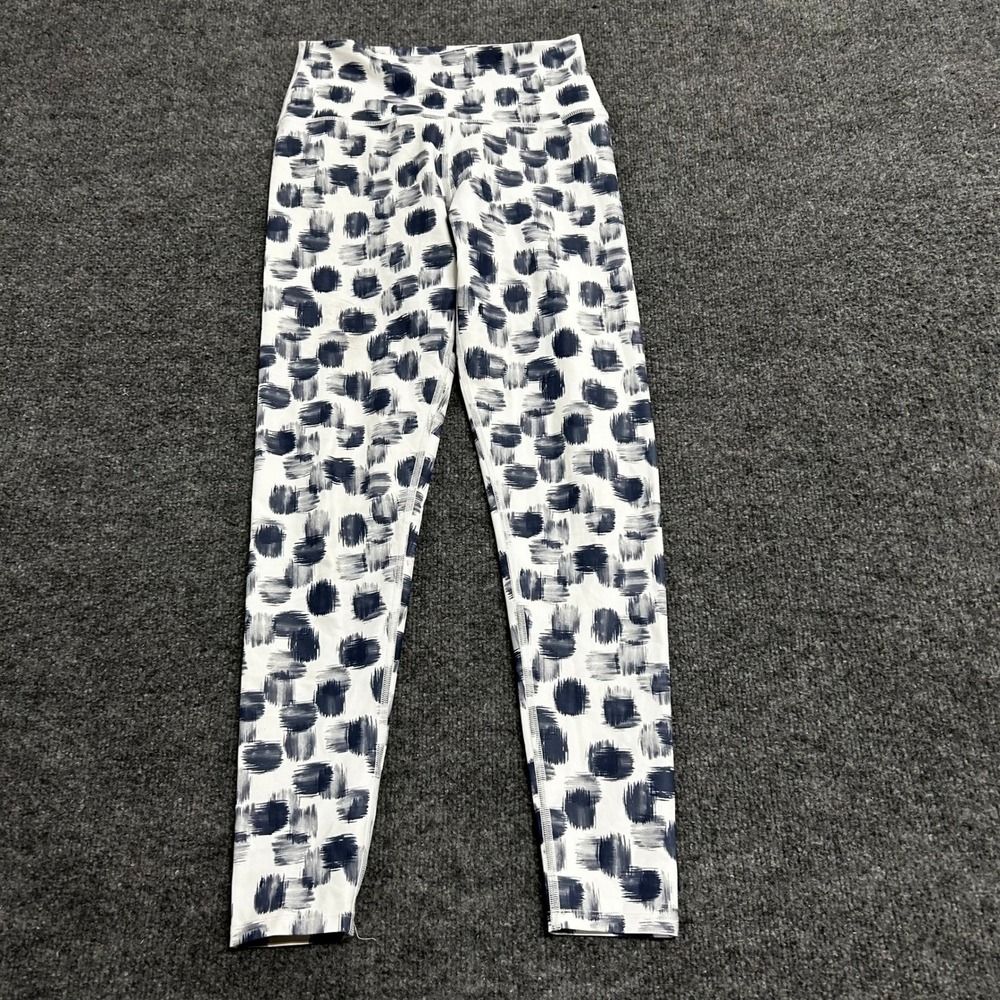 SoulCycle Leggings Womens Size S White Blue Brushstroke Polka Dot High Rise Yoga